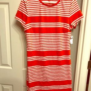 Orange Striped Cotton Dress